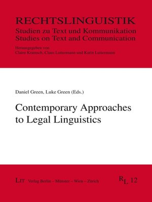 cover image of Contemporary Approaches to Legal Linguistics